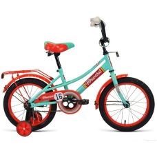 Велосипед Forward AZURE 16 (16" 1 ск.) 2022, зеленый/красный, IBK22FW16121