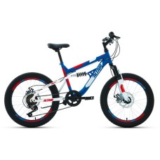 Велосипед Altair ALTAIR MTB FS 20 D (20" 6 ск. рост. 14") 2022, синий/красный, RBK22AL20048