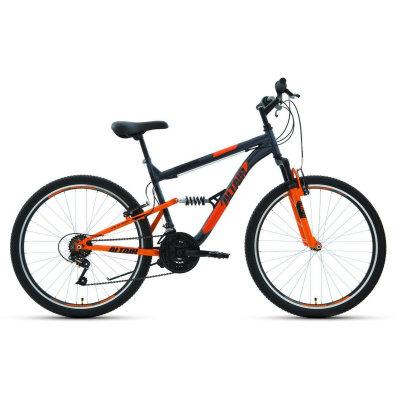 Велосипед Altair ALTAIR MTB FS 26 1.0 (26" 18 ск. рост. 18") 2022, темно-серый/оранжевый, RBK22AL26064