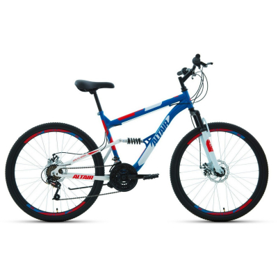 Велосипед Altair ALTAIR MTB FS 26 2.0 D (26" 18 ск. рост. 16") 2022, синий/красный, RBK22AL26068