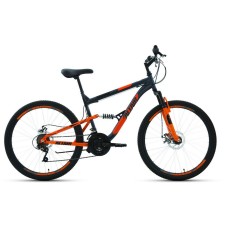 Велосипед Altair ALTAIR MTB FS 26 2.0 D (26" 18 ск. рост. 16") 2022, темно-серый/оранжевый, RBK22AL26069