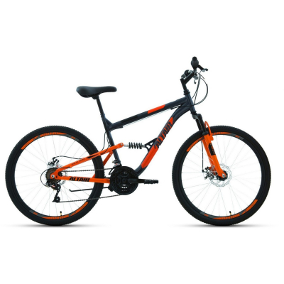 Велосипед Altair ALTAIR MTB FS 26 2.0 D (26" 18 ск. рост. 18") 2022, темно-серый/оранжевый, RBK22AL26074