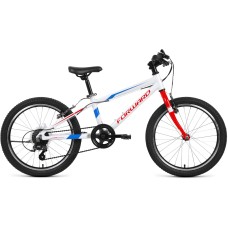 Велосипед Forward RISE 20 2.0 (20" 7 ск. рост. 10.5") 2022, белый/красный, RBK22FW20793