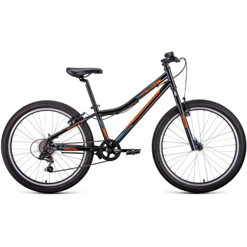 Велосипед Forward TITAN 24 1.0 (12"рост) черный/ярко-оранжевый 2022 год