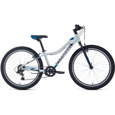 Велосипед Forward TWISTER 24 1.0 (24" 7 ск. рост. 12") 2022, серебристый/синий, RBK22FW24049