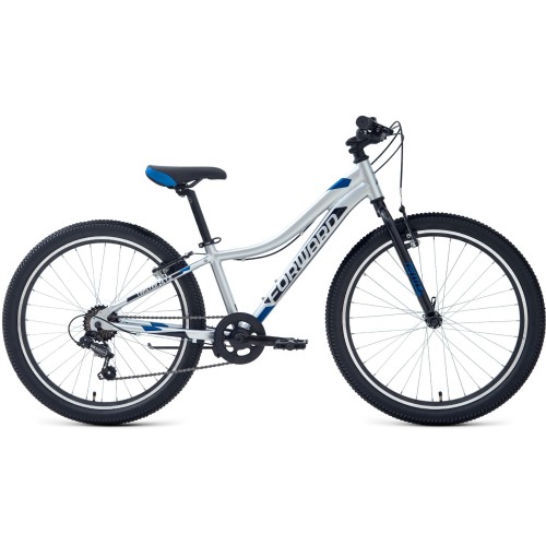 Велосипед Forward TWISTER 24 1.0 (12"рост) серебристый/синий 2022 год