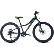 Велосипед Forward TWISTER 24 2.0 D (24" 7 ск. рост. 12") 2022, черный/ярко-зеленый, RBK22FW24051