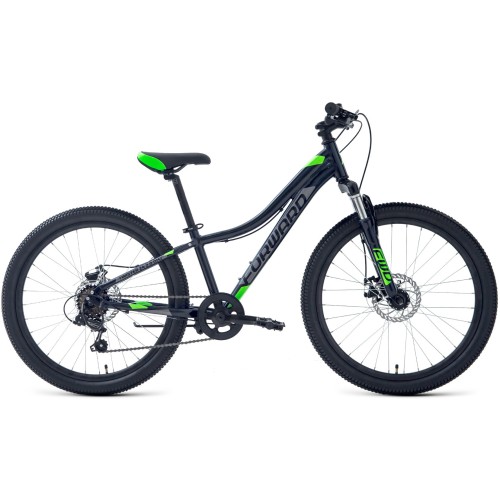 Велосипед Forward TWISTER 24 2.0 D (12"рост) черный/ярко-зеленый 2022 год