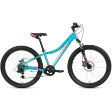 Велосипед Forward JADE 24 2.0 D (24" 7 ск. рост. 12") 2022, бирюзовый/розовый, RBK22FW24747