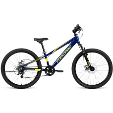Велосипед Forward RISE 24 2.0 D (24" 7 ск. рост. 11") 2022, темно-синий/желтый, RBK22FW24796