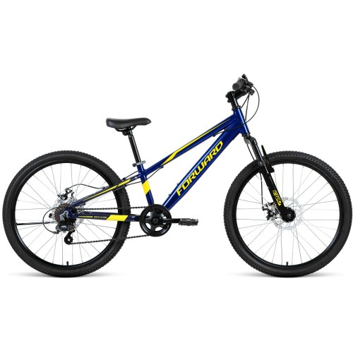 Велосипед Forward RISE 24 2.0 D (11"рост) темно-синий/желтый 2022 год