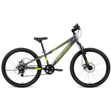 Велосипед Forward RISE 24 2.0 D (24" 7 ск. рост. 11") 2022, серый/зеленый, RBK22FW24797