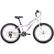 Велосипед Forward IRIS 24 1.0 (24" 6 ск. рост. 12") 2022, белый/розовый, RBK22FW24834