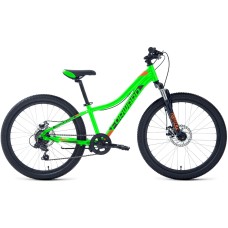 Велосипед Forward TWISTER 24 2.0 D (24" 7 ск. рост. 12") 2022, ярко-зеленый/оранжевый, RBK22FW24849