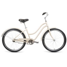 Велосипед Forward EVIA AIR 26 1.0 (26" 1 ск. рост. 16") 2022, бежевый/темно-серый, RBK22FW26632