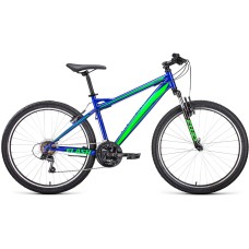 Велосипед Forward FLASH 26 1.0 (26" 21 ск. рост. 15") 2022, синий/ярко-зеленый, RBK22FW26644