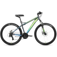 Велосипед Forward FLASH 26 2.0 D (26" 21 ск. рост. 15") 2022, серый матовый/ярко-зеленый, RBK22FW26667
