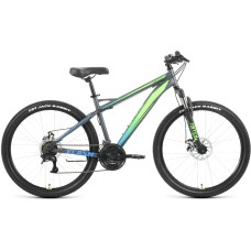 Велосипед Forward FLASH 26 2.2 D (26" 21 ск. рост. 15") 2022, серый матовый/ярко-зеленый, RBK22FW26671