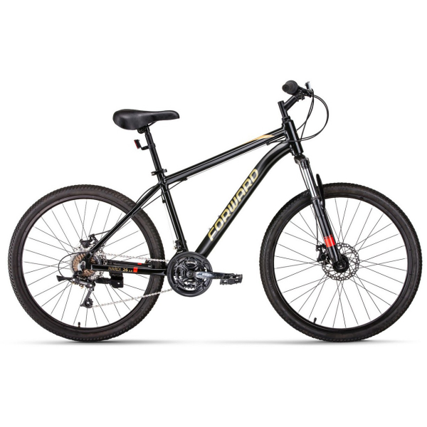 Велосипед Forward HARDI 26 2.0 D (18"рост) черный/желтый 2022 год
