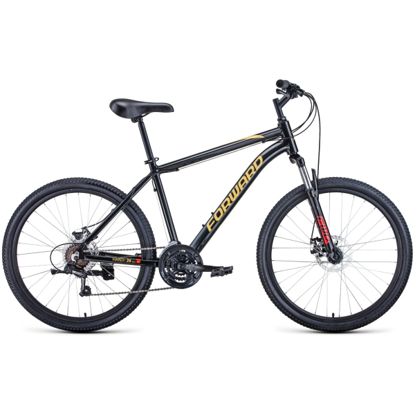 Велосипед Forward HARDI 26 2.1 D (18"рост) черный/желтый 2022 год