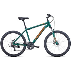 Велосипед Forward HARDI 26 2.1 D (26" 21 ск. рост. 18") 2022, зеленый матовый/оранжевый, RBK22FW26708