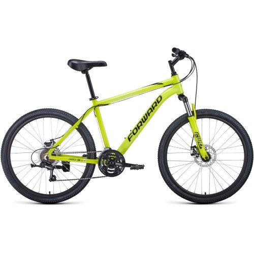 Велосипед Forward HARDI 26 2.1 D (18"рост) ярко-желтый/черный 2022 год