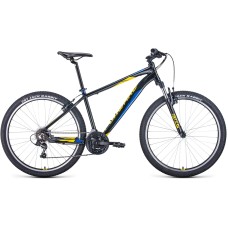 Велосипед Forward APACHE 27,5 1.0 (27,5" 21 ск. рост. 19") 2022, черный/желтый, RBK22FW27278