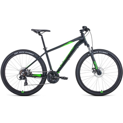 Велосипед Forward APACHE 27,5 2.0 D (15"рост) черный матовый/ярко-зеленый 2022 год