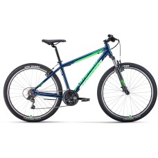 Велосипед Forward APACHE 27,5 1.0 CLASSIC (27,5" 21 ск. рост. 15") 2022, синий/ярко-зеленый, RBK22FW27916