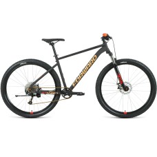 Велосипед Forward SPORTING 29 XX D (29" 9 ск. рост. 19") 2022, черный матовый/золотой, RBK22FW29986