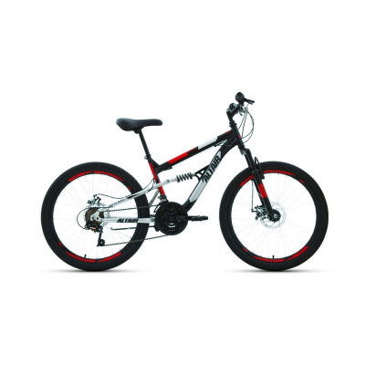 Велосипед ALTAIR MTB FS 24 DISC 2021 черный / красный