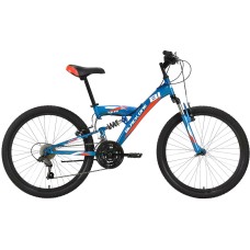 Велосипед Black One Ice FS 24 (14.5" рост) голубой/белый/красный 2022 год