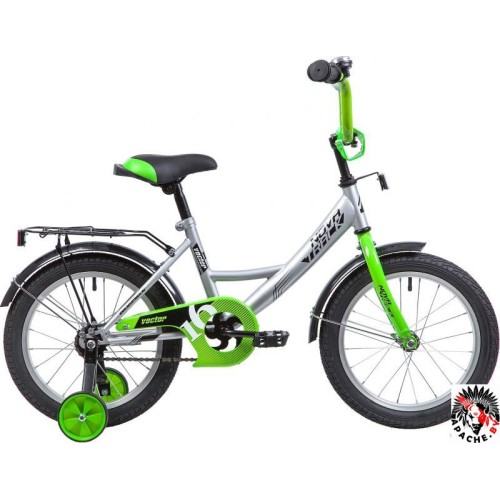 Детский велосипед Novatrack Vector 16 (серебристый/салатовый, 2019)