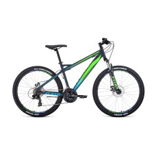 Велосипед FORWARD FLASH 26 2.2 S DISC 17" 2021 серый матовый / ярко-зеленый
