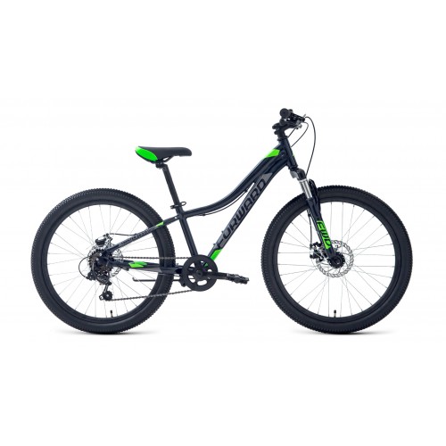 Велосипед FORWARD TWISTER 24 2.2 DISC 2021 черный / ярко-зеленый