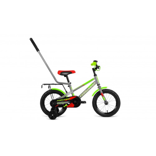 Детский велосипед FORWARD METEOR 14 2021 серый / зеленый