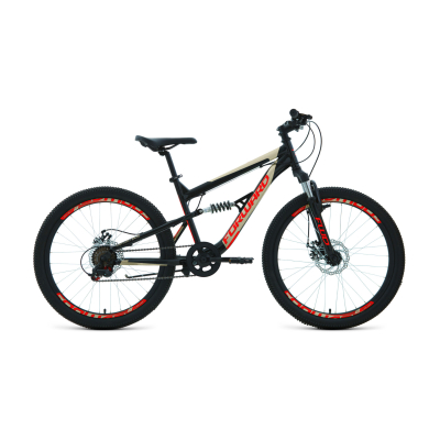 Велосипед FORWARD RAPTOR 24 2.0 DISC 2021 черный / красный