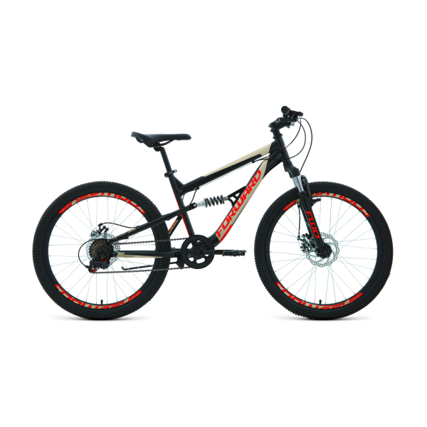 Велосипед FORWARD RAPTOR 24 2.0 DISC 2021 черный / красный