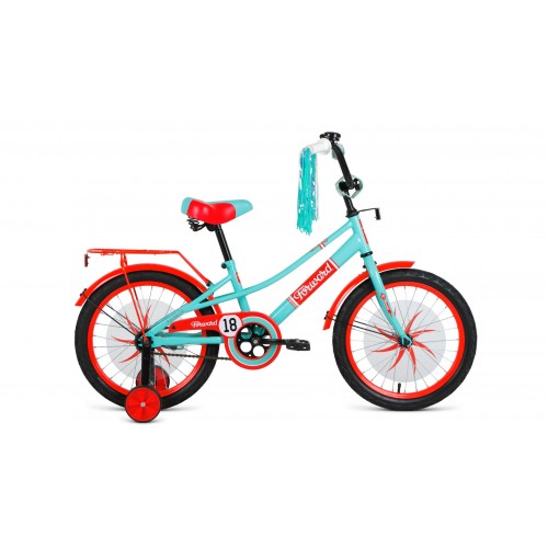 Детский велосипед FORWARD AZURE 18 2021 зеленый / красный