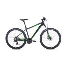 Велосипед FORWARD APACHE 27,5 2.2 DISC 21" 2021 черный матовый / ярко-зеленый