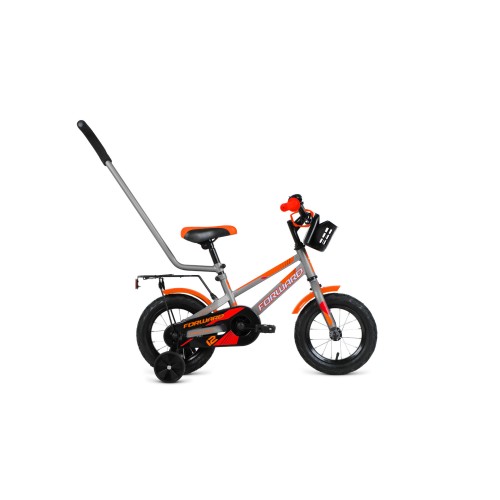 Детский велосипед FORWARD METEOR 12 2021 серый/ оранжевый