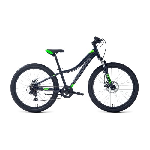 Велосипед FORWARD TWISTER 24 2.0 DISC 2021 черный / ярко-зеленый