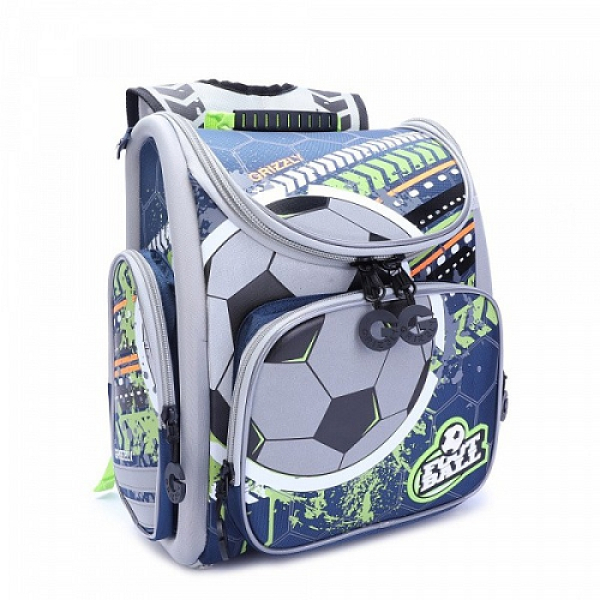 Рюкзак школьный GRIZZLY RA-970-1 /1 black/light green