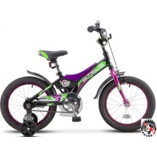 Велосипед Stels Jet 16 Z010 2020 (черный/фиолетовый/зеленый)